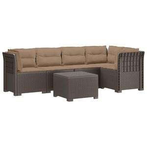 vidaXL 5-Sitzer Gartensofa mit Kissen Rattan-Look PP Hellgrau