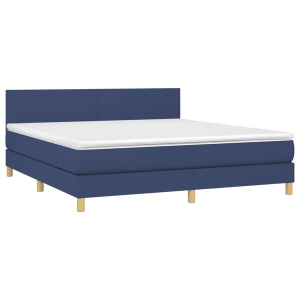 vidaXL Boxspringbett mit Matratze Blau 180x200 cm Stoff