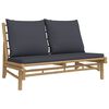 vidaXL 5-tlg. Garten-Lounge-Set mit Dunkelgrauen Kissen Bambus