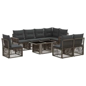 vidaXL Gartensofa-set 9 stk. Grau und Dunkelgrau Poly-Rattan