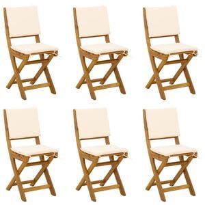 vidaXL Au&szlig;en Bistro-St&uuml;hle mit Kissen 6 pcs Cremewei&szlig; 38 x 46 x 85 cm