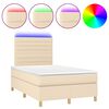 vidaXL Boxspringbett mit Matratze & LED Creme 120x190 cm Stoff