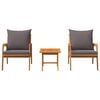vidaXL Bistrogarnitur mit Kissen 3 pcs Braun Massivholz Akazie