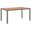 vidaXL Gartentisch Grau 150x90x75 cm Poly Rattan und Massivholz Akazie