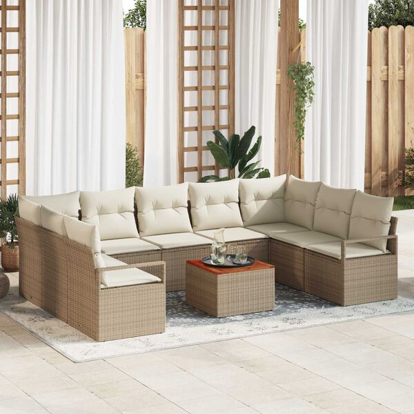 vidaXL Garten-Sofa-Set 10 pcs Beige und Weiß