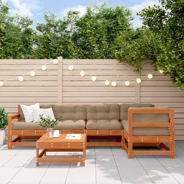 vidaXL Garten-Lounge-Set 7 pcs Wachsbraun Massives Kiefernholz
