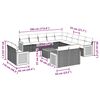 vidaXL 14-tlg. Garten-Sofagarnitur mit Kissen Schwarz Poly Rattan