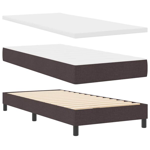 vidaXL Boxspringbett mit Matratze Dunkelbraun 200 x 90 cm Stoff
