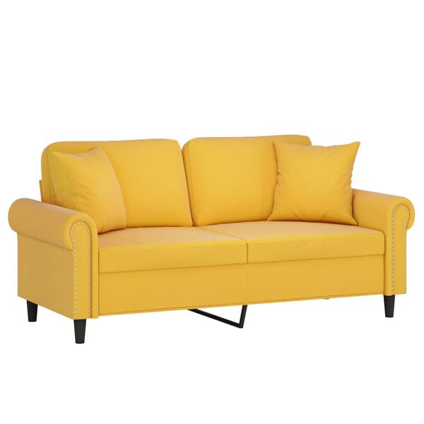 vidaXL 2-Sitzer-Sofa mit Kissen Hellgelb 140 cm Samt