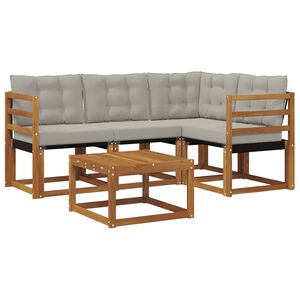 vidaXL Outdoor-Sofagarnitur mit Kissen 5 pcs Nat&uuml;rlich und Hellgrau
