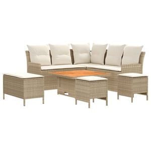 vidaXL M&ouml;belsets 7 Stk. Beige und Creme PE-Rattan