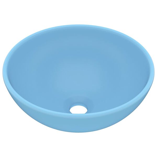 vidaXL Luxus-Waschbecken Rund Matt Hellblau 32,5x14 cm Keramik
