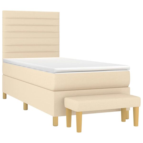 vidaXL Boxspringbett mit Matratze Creme 90x200 cm Stoff