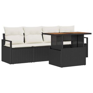 vidaXL Garten-Sofa-Set 5 Stk. 4-Sitzanzahl Schwarz und Creme