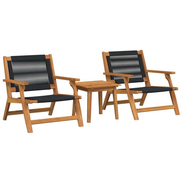 vidaXL Gartenst&uuml;hle mit Tisch 3 pcs Schwarz Massivholz Akazie