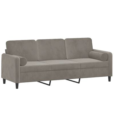 vidaXL 3-Sitzer-Sofa mit Kissen Hellgrau 180 cm Samt