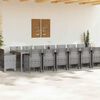 vidaXL Garten-Esszimmergarnitur mit Kissen 17 pcs Hellgrau PP