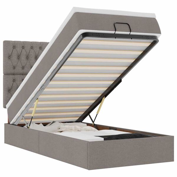 vidaXL Ottoman-Bett mit Matratze Taupe 90x190 cm Stoff