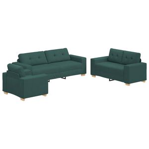 vidaXL Sofa 3 stk. Dunkelgr&uuml;n Leinenmischgewebe
