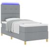 vidaXL LED Boxspringbett mit Matratze Hellgrau 90 x 200 cm Stoff