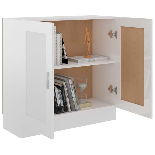 vidaXL B&uuml;cherschrank Hochglanz-Wei&szlig; 82,5x30,5x80 cm Holzwerkstoff