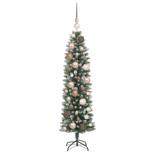 vidaXL K&uuml;nstlicher schlanker Weihnachtsbaum Gr&uuml;n und Wei&szlig; 120 cm