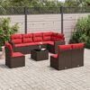 vidaXL 9-tlg. Garten-Sofagarnitur mit Kissen Braun Poly Rattan