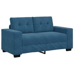 vidaXL | Zweisitzer-Sofa | mit Kissen Blau Samt