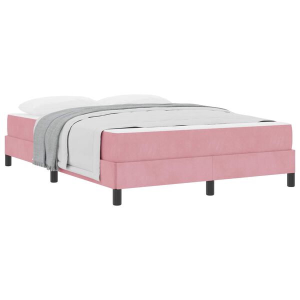 vidaXL Boxspringbett mit Matratze Rosa 140 x 210 cm Stoff