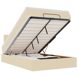 vidaXL Ottoman-Bett mit Matratze Creme 120x200 cm Stoff