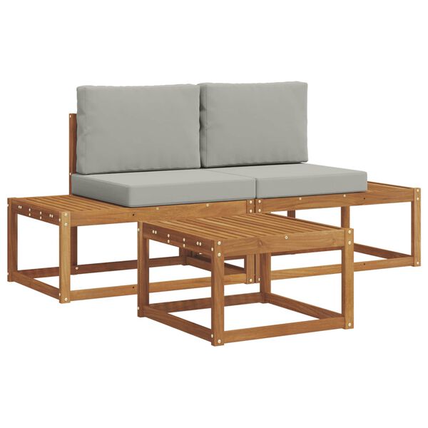 vidaXL Outdoor-Sofagarnitur mit Kissen 3 pcs Natur