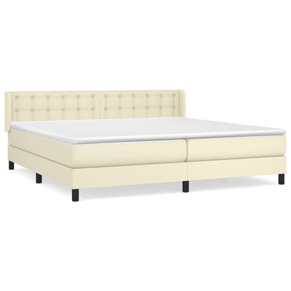 vidaXL Boxspringbett mit Matratze Creme 200x200 cm Kunstleder