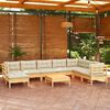 vidaXL 9-tlg. Garten-Lounge-Set mit Creme Kissen Massivholz Kiefer