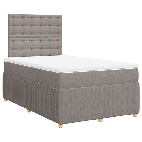 vidaXL Boxspringbett mit Matratze Taupe 120x200 cm Stoff