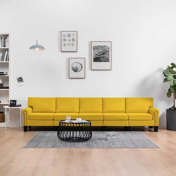 vidaXL Sofa Gelb 5-Sitzer Stoff