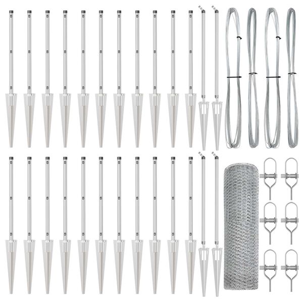 vidaXL Zaunpfosten Silber 50 x 0,4 m (25 mm Netz) Stahl