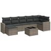 vidaXL 8-tlg. Garten-Sofagarnitur mit Kissen Grau Poly Rattan