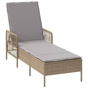 vidaXL Sonnenliege Poly-Rattan Beige und Hellgrau