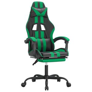 vidaXL Gaming-Stuhl mit Fu&szlig;st&uuml;tze Drehbar Schwarz & Gr&uuml;n Kunstleder