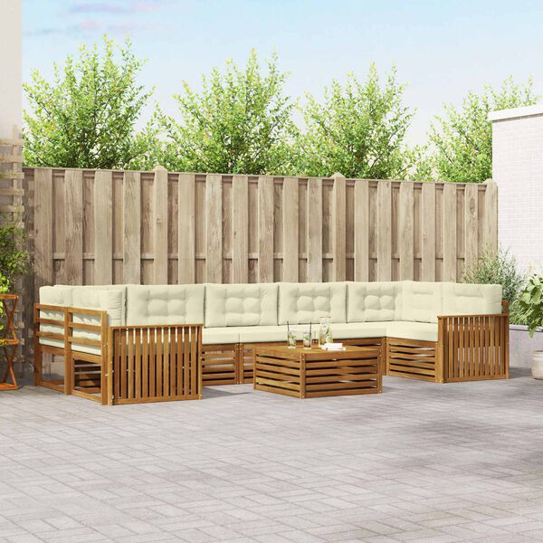 vidaXL Outdoor-Sofagarnitur mit Kissen 8 pcs Natur und Creme