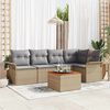 vidaXL Gartensofa-set mit Kissen 6 pcs Beige Poly-Rattan