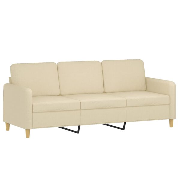 vidaXL 3-Sitzer-Sofa mit Hocker Creme 180 cm Stoff