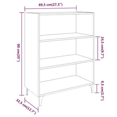 vidaXL Sideboard Braun Eichen-Optik 69,5x32,5x90 cm Holzwerkstoff
