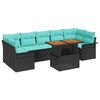 vidaXL Gartensofa-set mit Kissen 8 pcs Schwarz und Blau Poly-Rattan