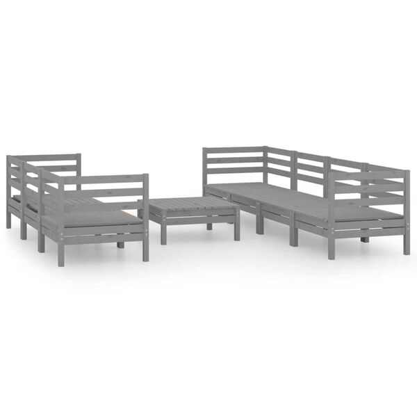 vidaXL 8-tlg. Garten-Lounge-Set Grau Kiefer Massivholz