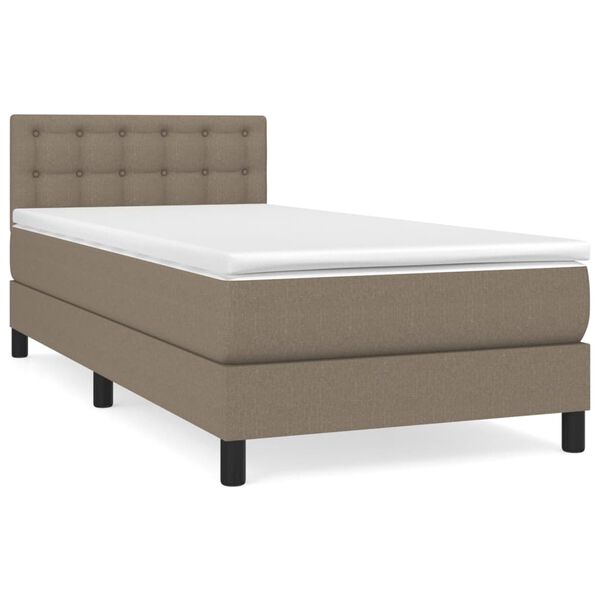 vidaXL Boxspringbett mit Matratze Taupe 90x190 cm Stoff