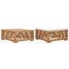 vidaXL Gartentisch und Fu&szlig;hocker Set mit Creme Kissen Teak Massivholz