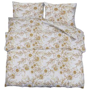 vidaXL Bettw&auml;sche-Set Wei&szlig; und Braun 240x220 cm Baumwolle