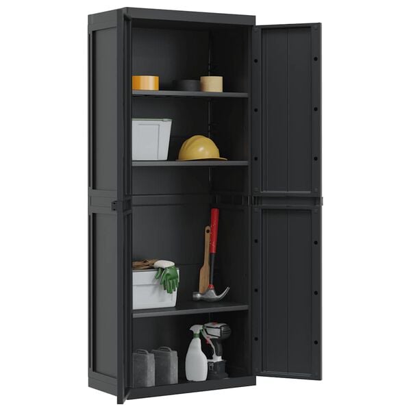 vidaXL Gartenschrank Schwarz 65x37x165 cm PP