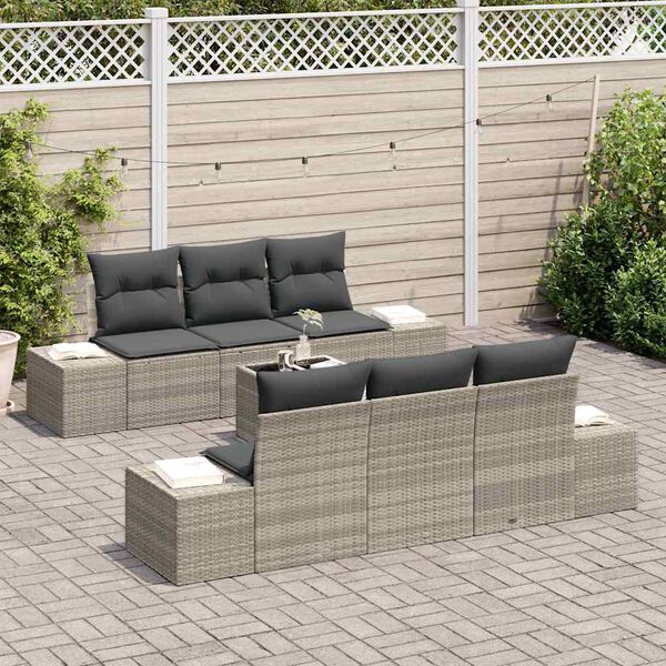 vidaXL Garten-Sofa-Set 8 pcs Hellgrau und Dunkelgrau Poly-Rattan